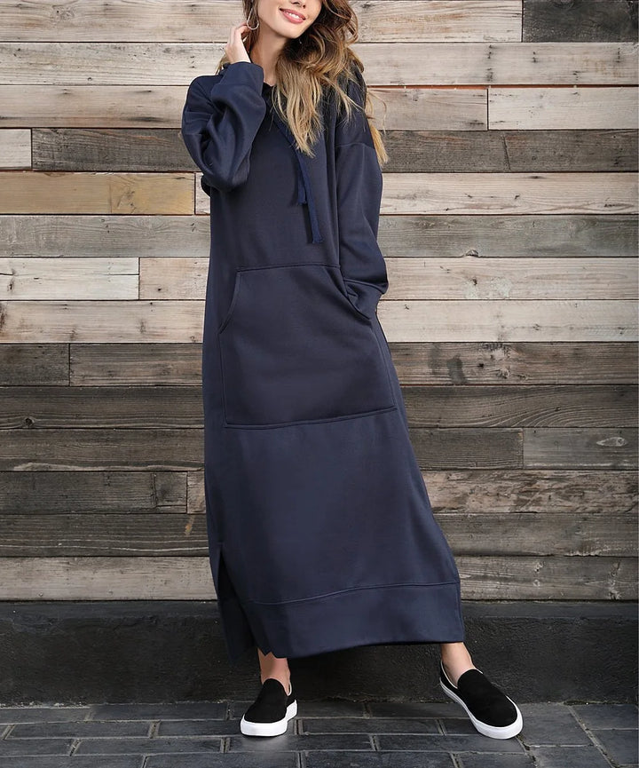 Ciska Elegant Hooded Long Sleeve Dress for Autumn Comfort and Style