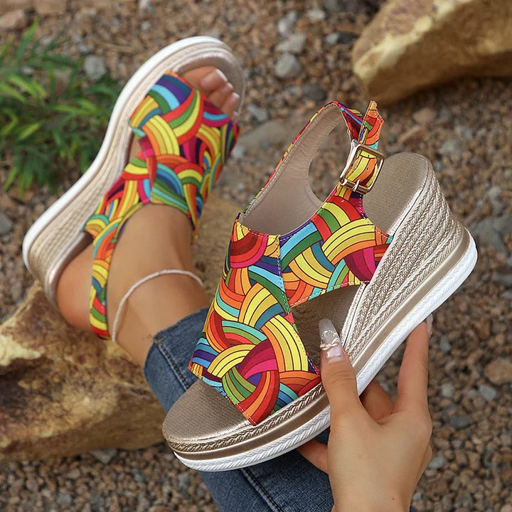 Janeiro Wedge Heel Sandals with Adjustable Ankle Strap for Summer