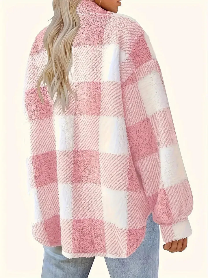 Martin Plaid Fleece Jacket for Autumn Stylish Warm Outerwear