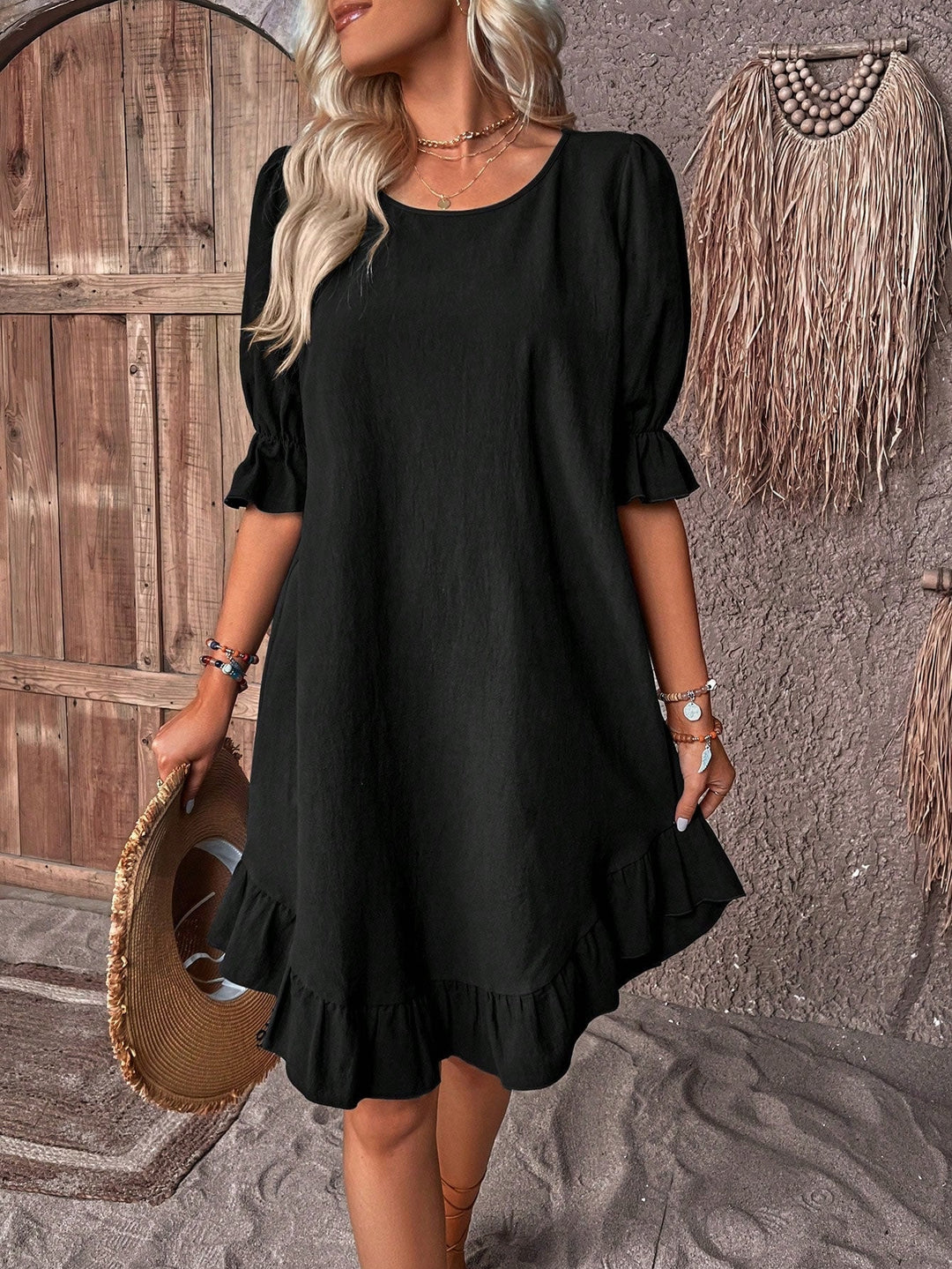 Daisy Casual Ruffled Hem Dress Lightweight Everyday Wear Summer Autumn