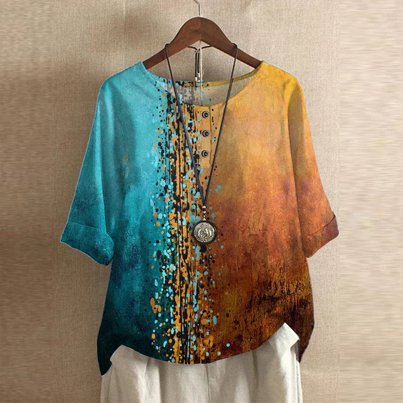 Anya Retro-Inspired Blouse with Vintage Floral Design for Autumn and Summer