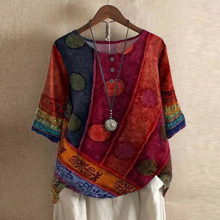 Anya Retro-Inspired Blouse with Vintage Floral Design for Autumn and Summer
