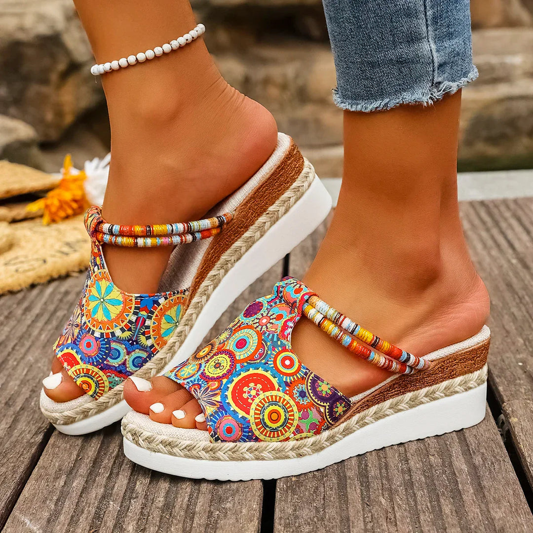 Janeiro Wedge Heel Sandals with Adjustable Ankle Strap for Summer