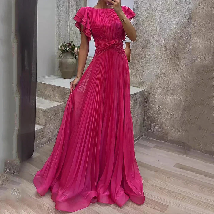 April Pleated Evening Gown Elegant Formal Dress for Autumn