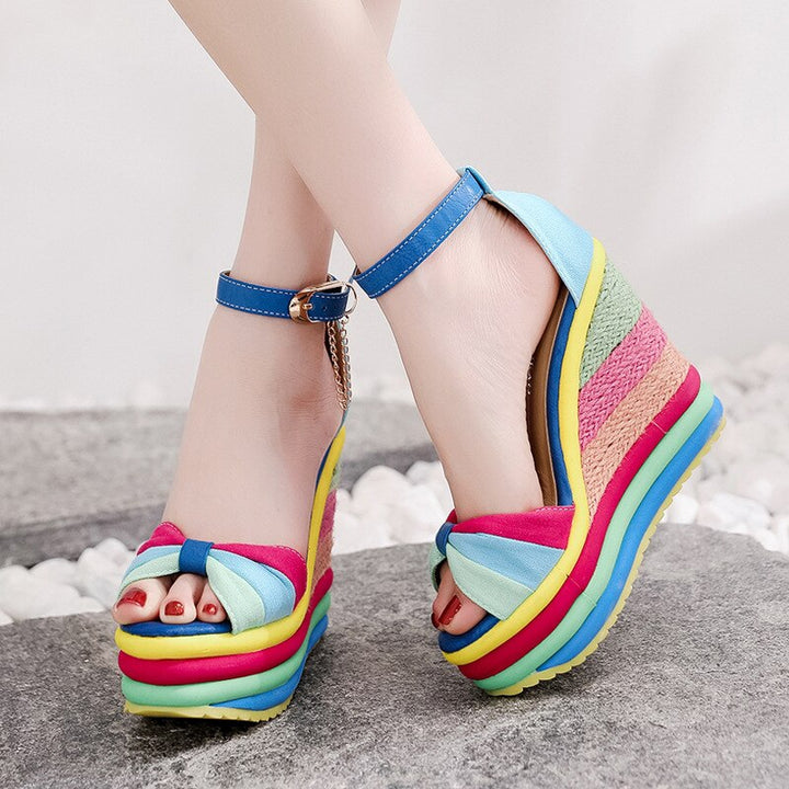 Monica Colorful Summer Wedge Sandals Stylish Comfortable Elevation
