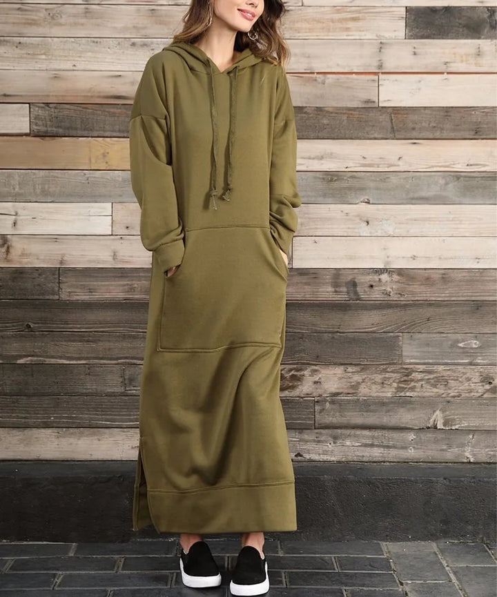 Ciska Elegant Hooded Long Sleeve Dress for Autumn Comfort and Style