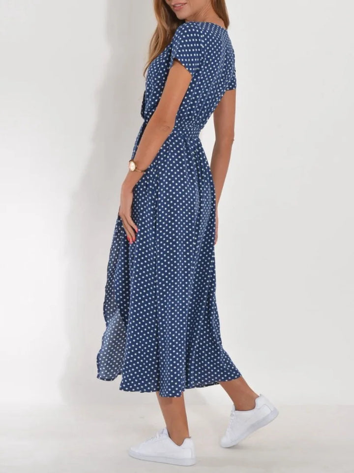 Tina Elegant Floral Wrap Dress for Autumn and Summer