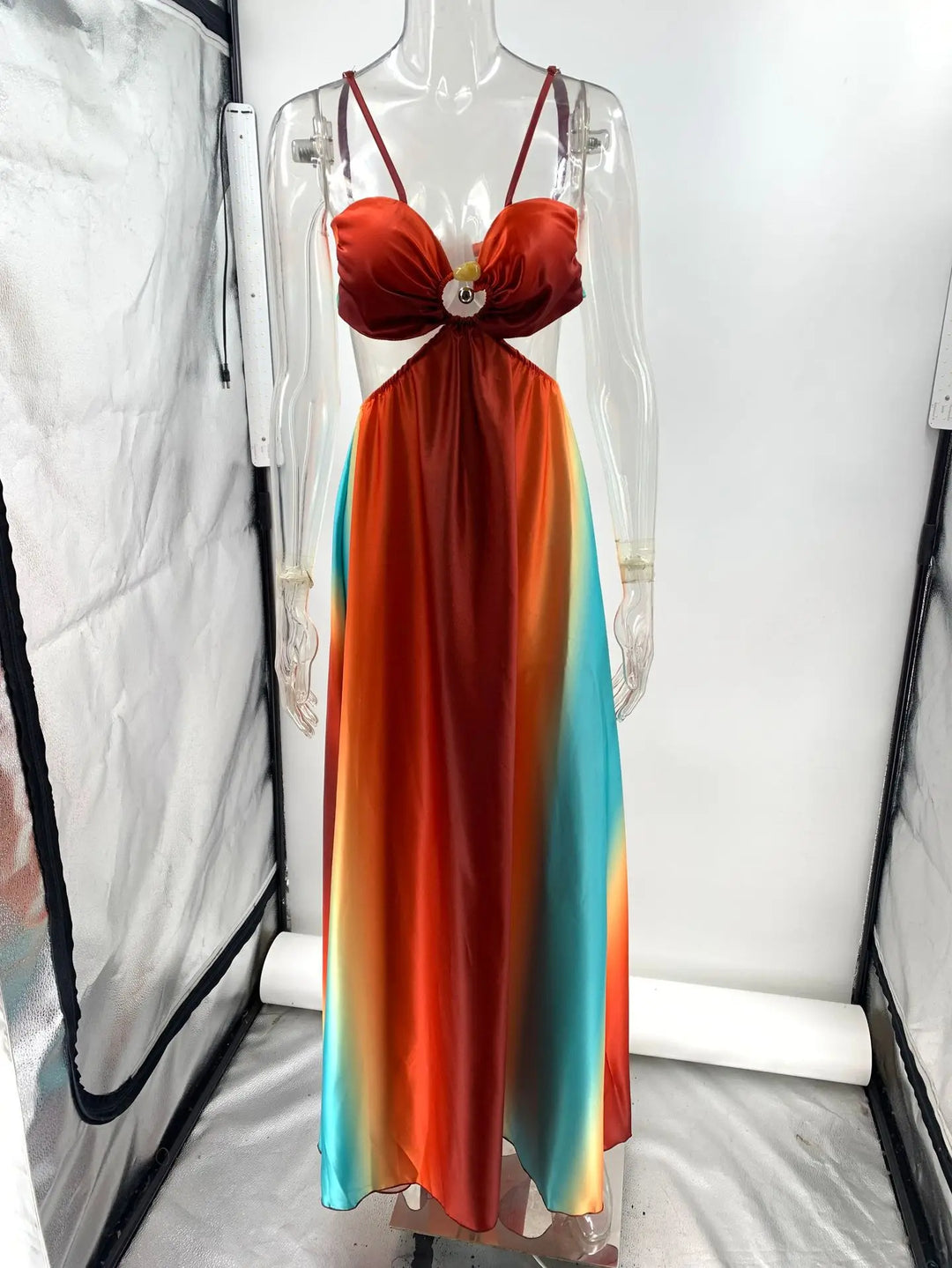 Kira Satin Knot Front Maxi Dress Elegant Evening Gown for Autumn