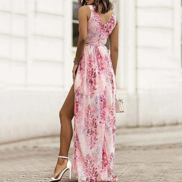 Blanca Floral High-Slit Maxi Dress Stylish Elegant Autumn Summer