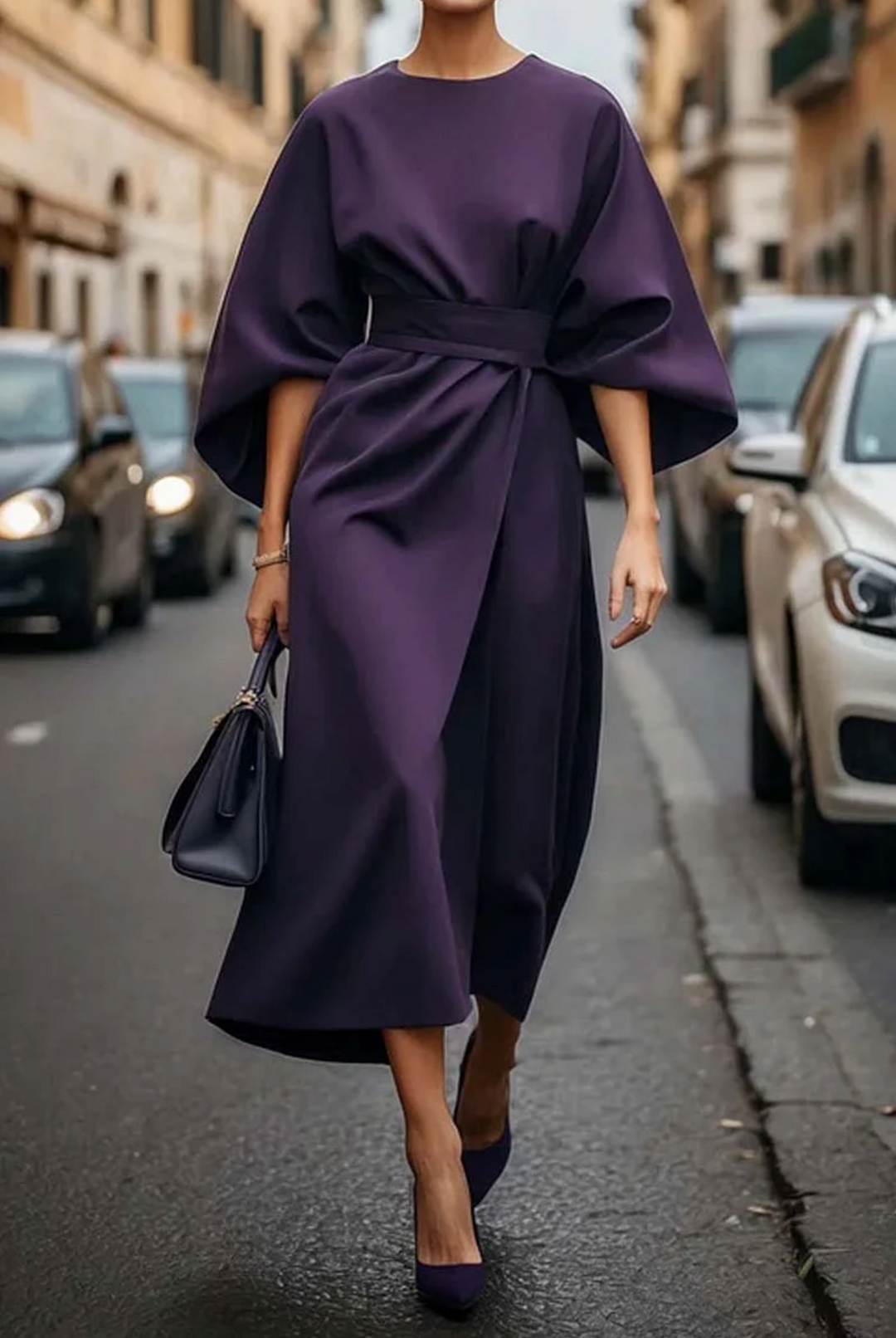 Louise Belted Maxi Evening Dress with Flattering Waist Belt for Autumn