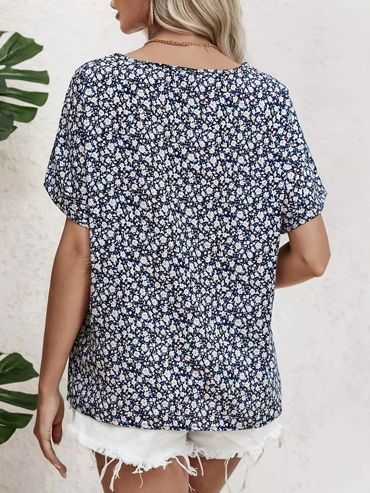 Carrie Chic Floral Print Lightweight Blouse for Summer and Autumn