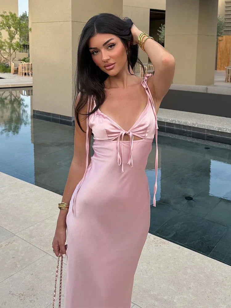 Bellamy Sleeveless Satin Maxi Dress Elegant Evening Gown for Autumn