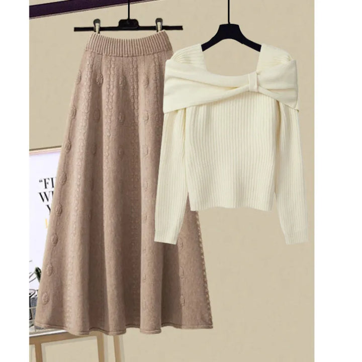 Elle Two-Piece Knitted Set with Bow Detail for Autumn