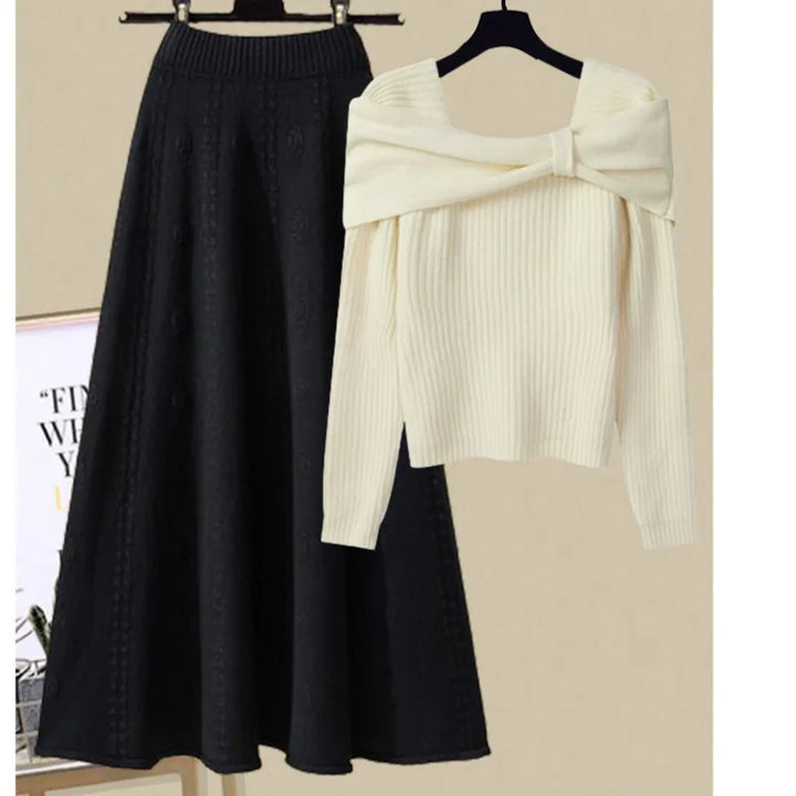 Elle Two-Piece Knitted Set with Bow Detail for Autumn