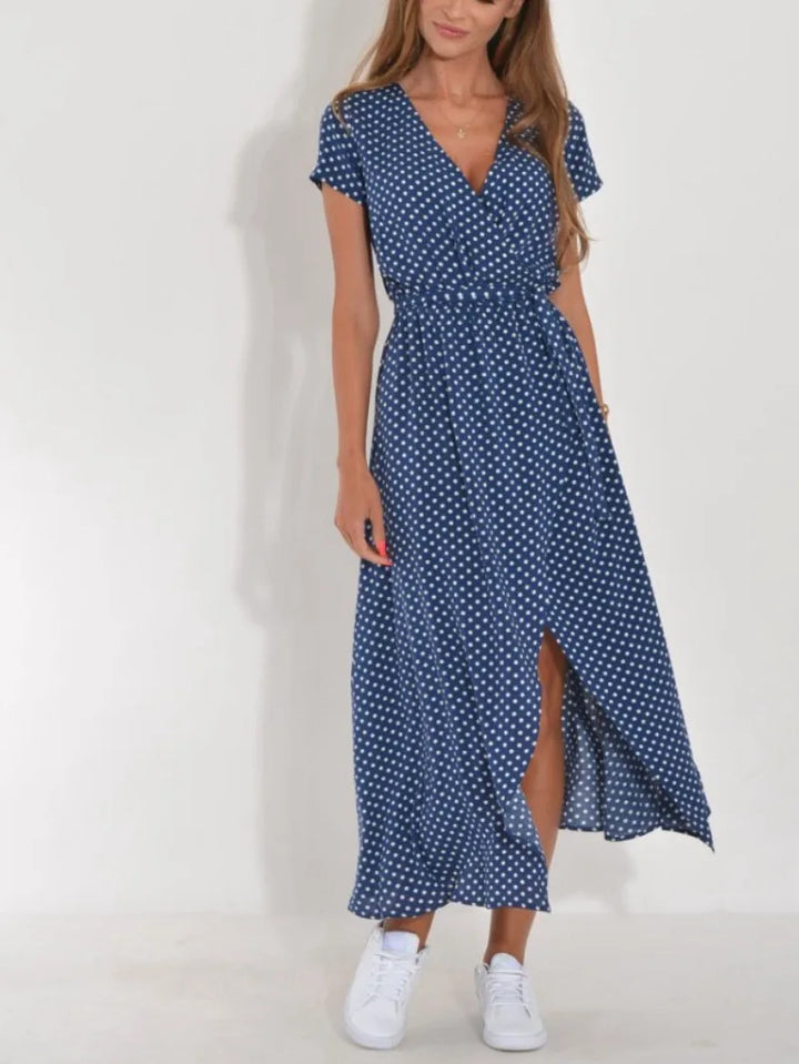 Tina Elegant Floral Wrap Dress for Autumn and Summer