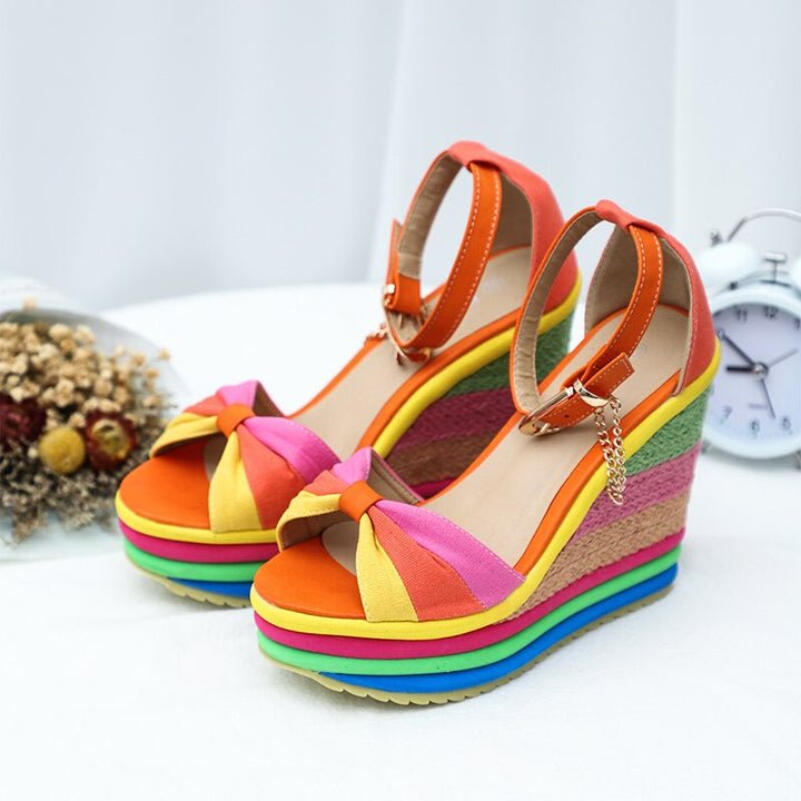 Monica Colorful Summer Wedge Sandals Stylish Comfortable Elevation
