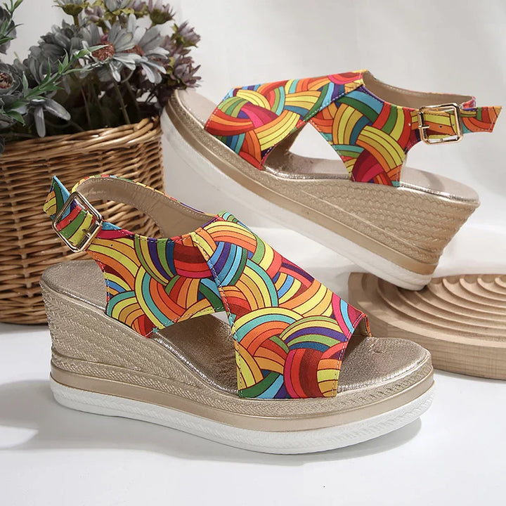 Janeiro Wedge Heel Sandals with Adjustable Ankle Strap for Summer