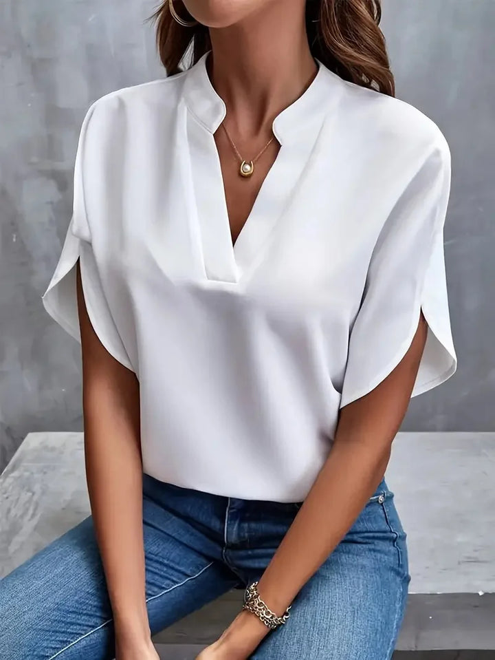 Annemie Stylish V-Neck Flowing Blouse for Autumn and Summer
