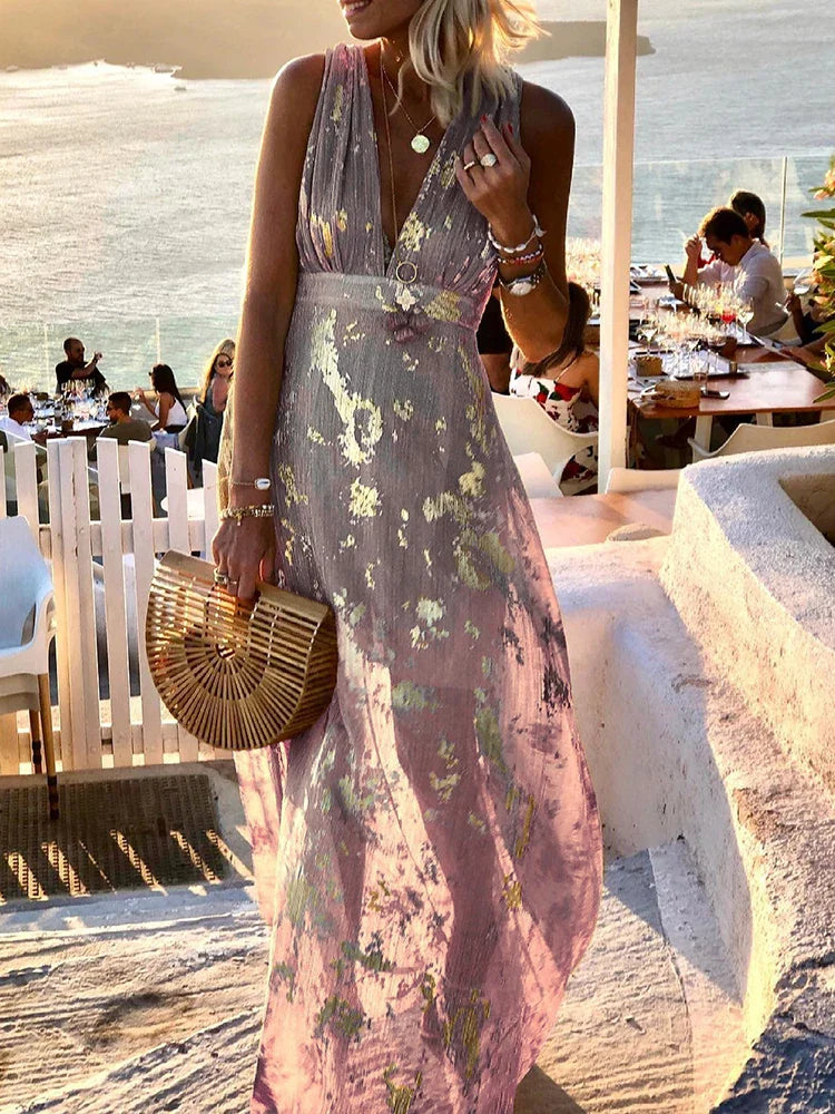 Amy Elegant Floral Maxi Dress for Summer and Autumn