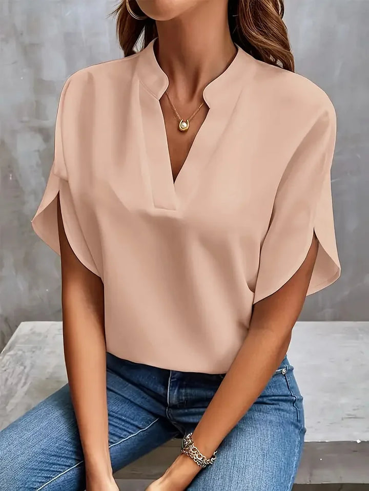 Annemie Stylish V-Neck Flowing Blouse for Autumn and Summer