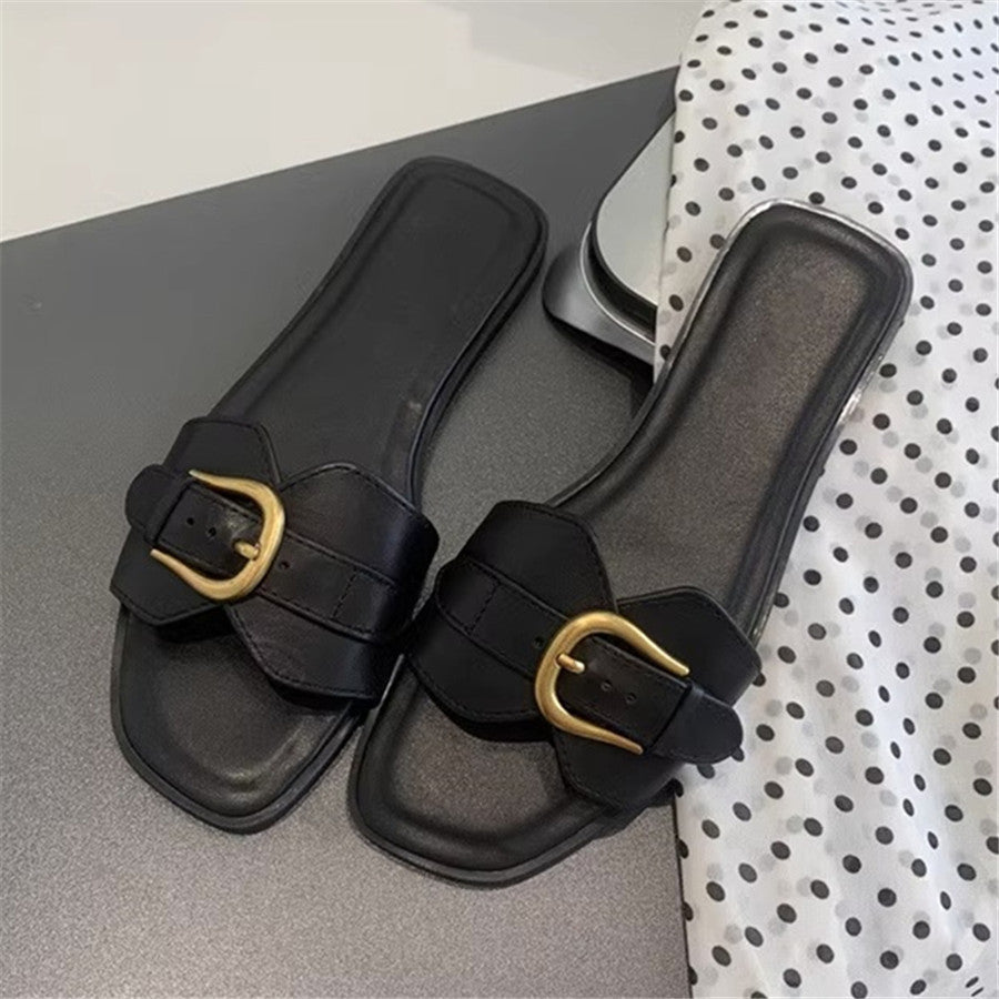 Erica Stylish Buckle Flat Sandals for Summer and Autumn