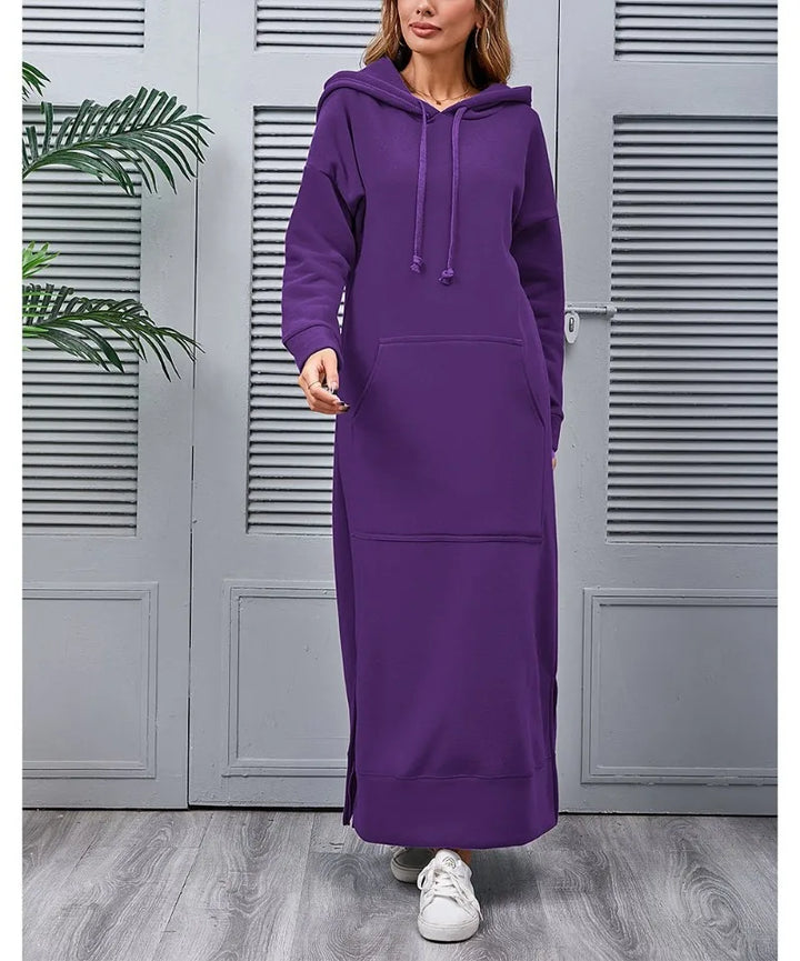 Ciska Elegant Hooded Long Sleeve Dress for Autumn Comfort and Style