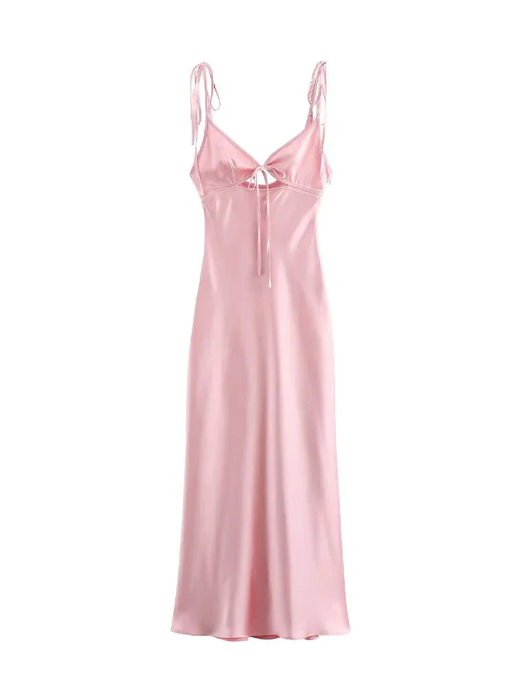 Bellamy Sleeveless Satin Maxi Dress Elegant Evening Gown for Autumn