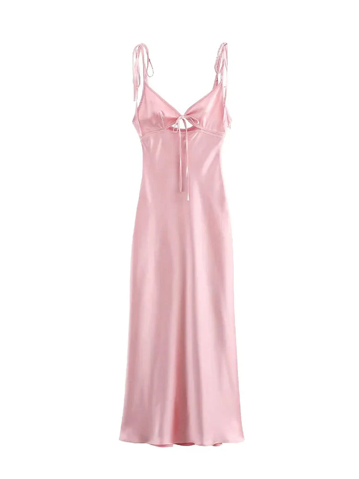 Bellamy Sleeveless Satin Maxi Dress Elegant Evening Gown for Autumn