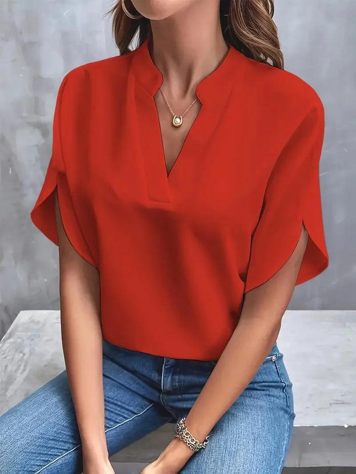 Annemie Stylish V-Neck Flowing Blouse for Autumn and Summer