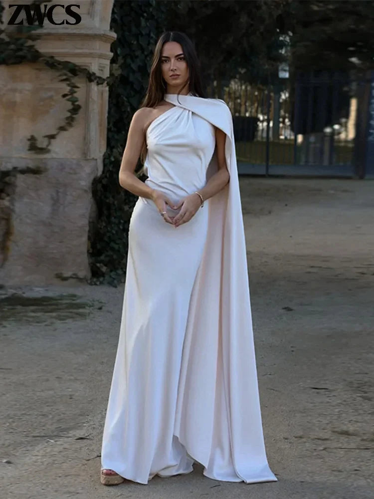 Stella Timeless Cape Gown Elegant Formal Dress Autumn Evening Mermaid Silhouette