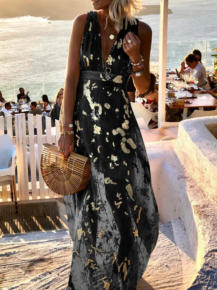 Amy Elegant Floral Maxi Dress for Summer and Autumn