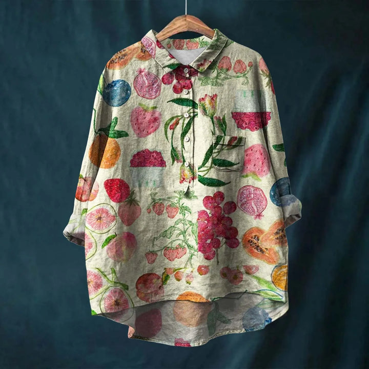 Liesa Vintage Floral Button-Down Shirt for Autumn and Summer