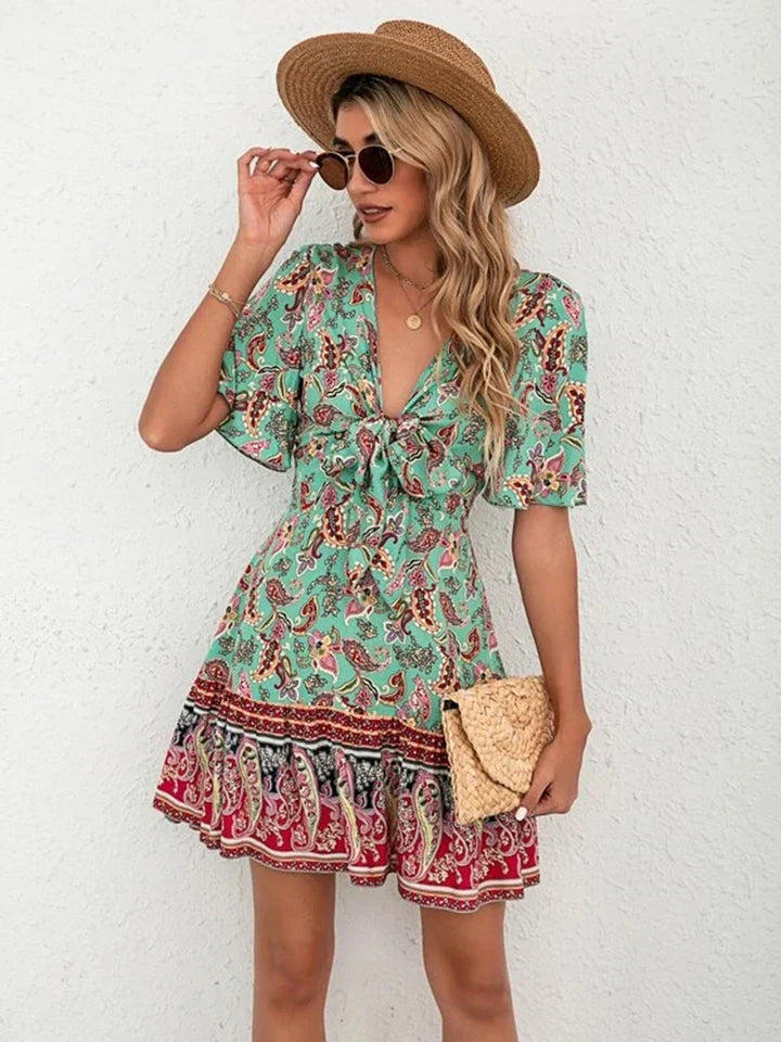 Sarah Floral Tie-Front Dress Elegant Summer Style