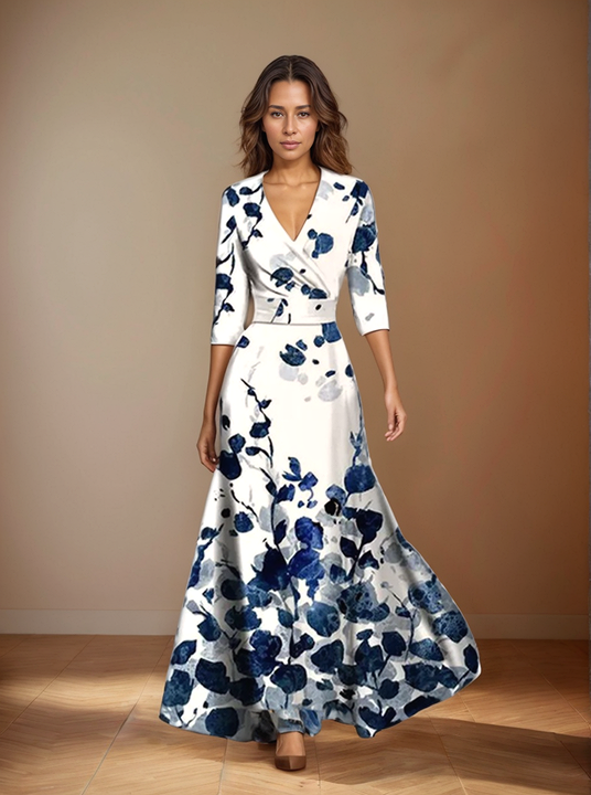 Quendolin Elegant Floral Maxi Dress for Summer and Autumn