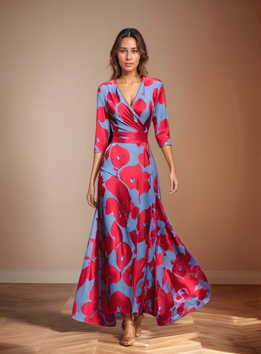 Quendolin Elegant Floral Maxi Dress for Summer and Autumn