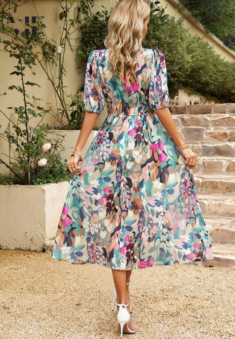 Chloe Stylish Summer Floral Dress Lightweight Breathable Comfort