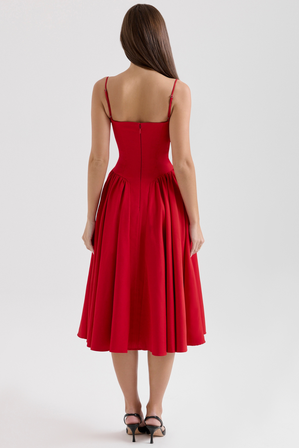 Celine Corset Midi Dress with Breathable Twill Fabric for Summer
