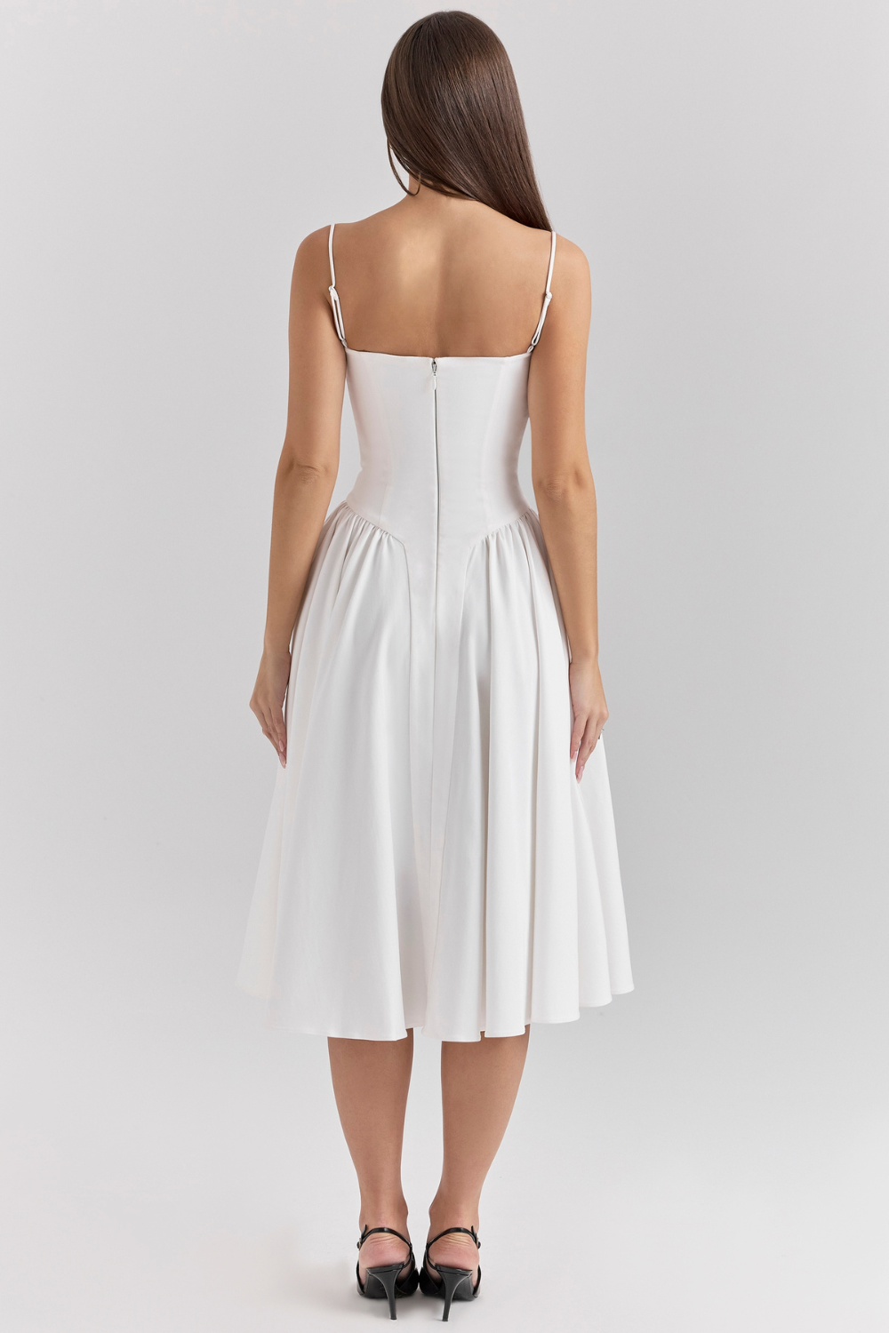Celine Corset Midi Dress with Breathable Twill Fabric for Summer