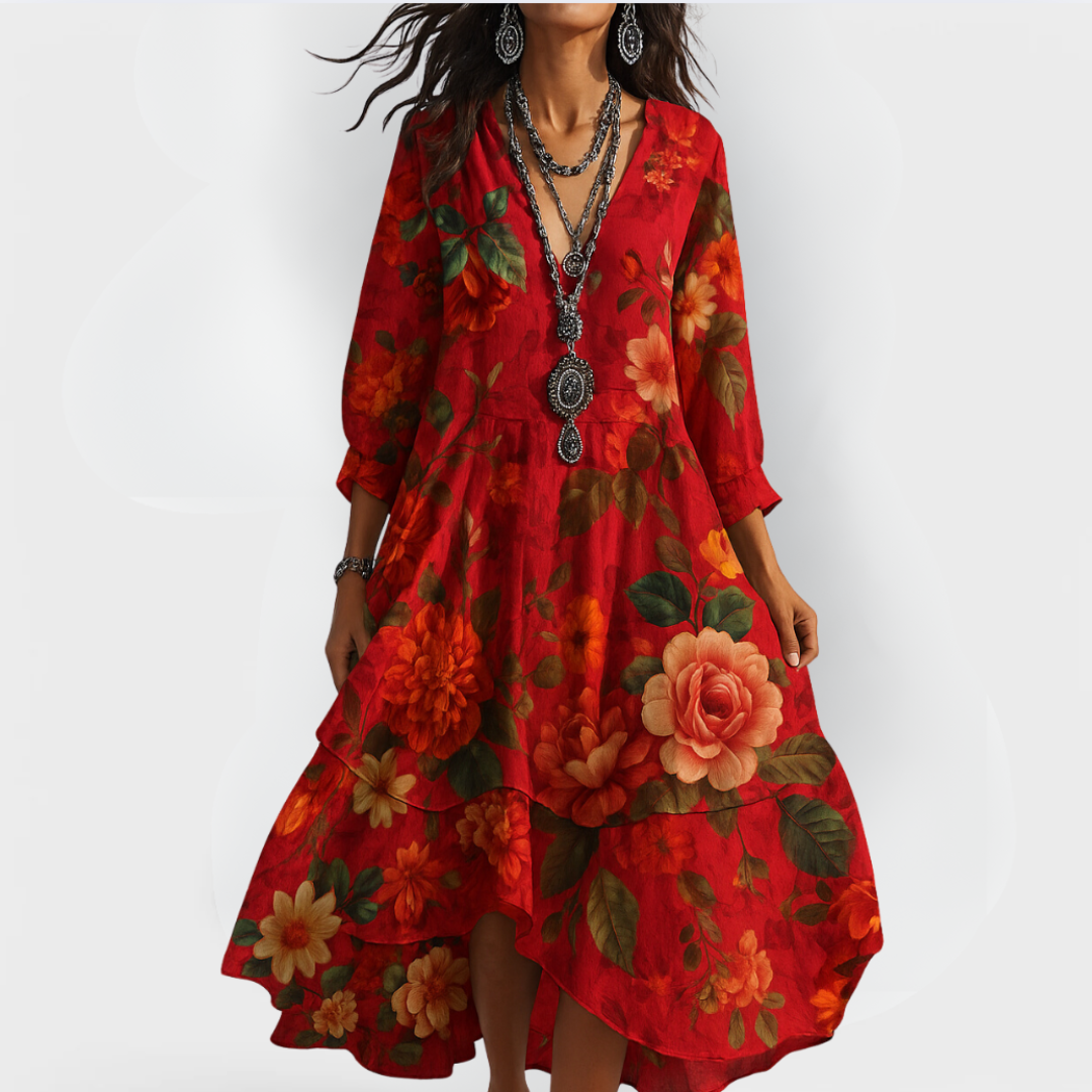 Jennifer Casual Floral Dress Lightweight Everyday Wear for Summer and Autumn