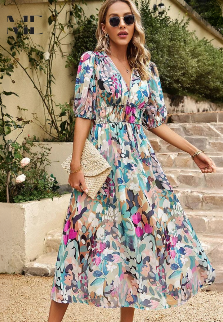 Chloe Stylish Summer Floral Dress Lightweight Breathable Comfort