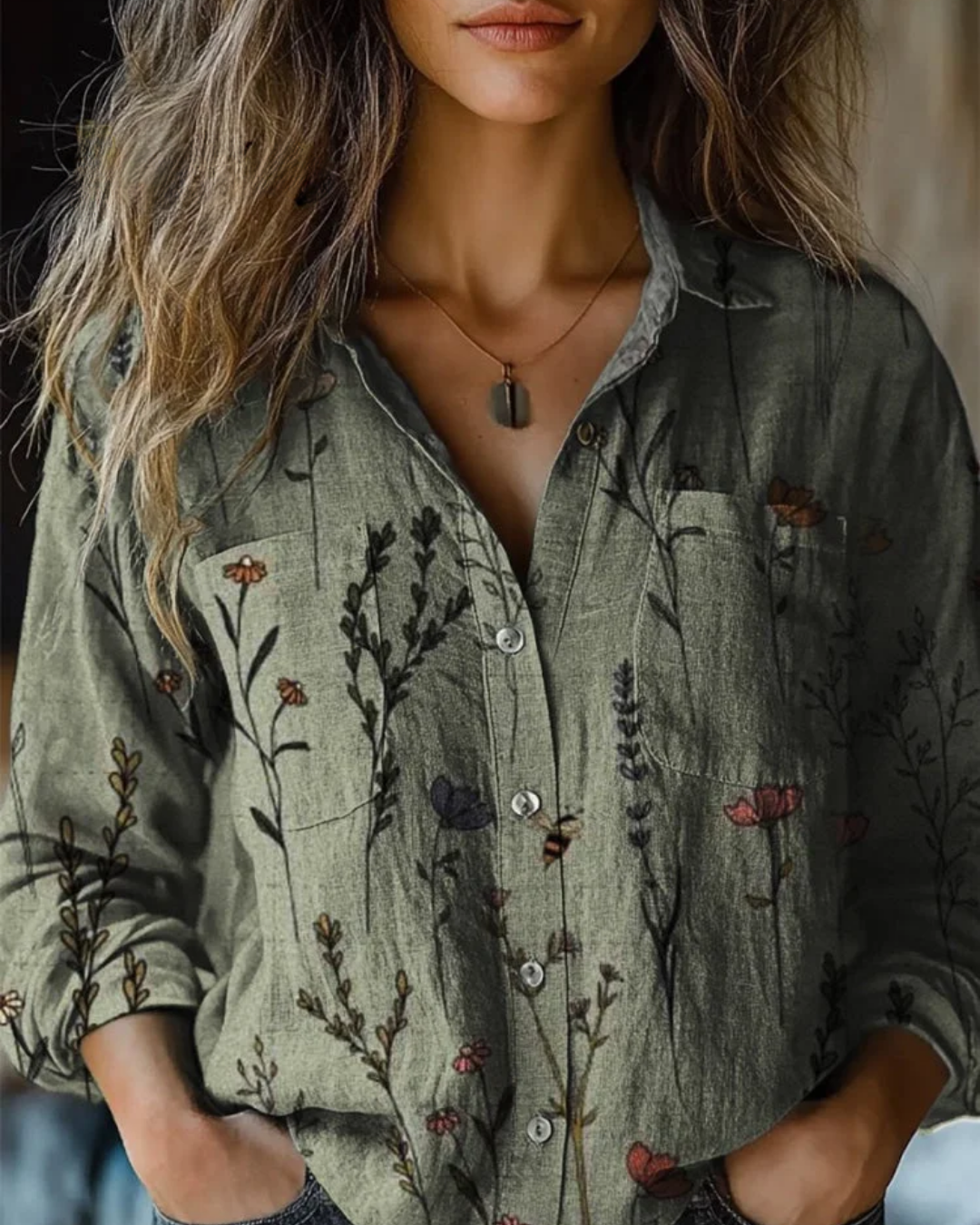 Isaline Vintage Cotton Lightweight Long Sleeve Shirt Summer Autumn Top