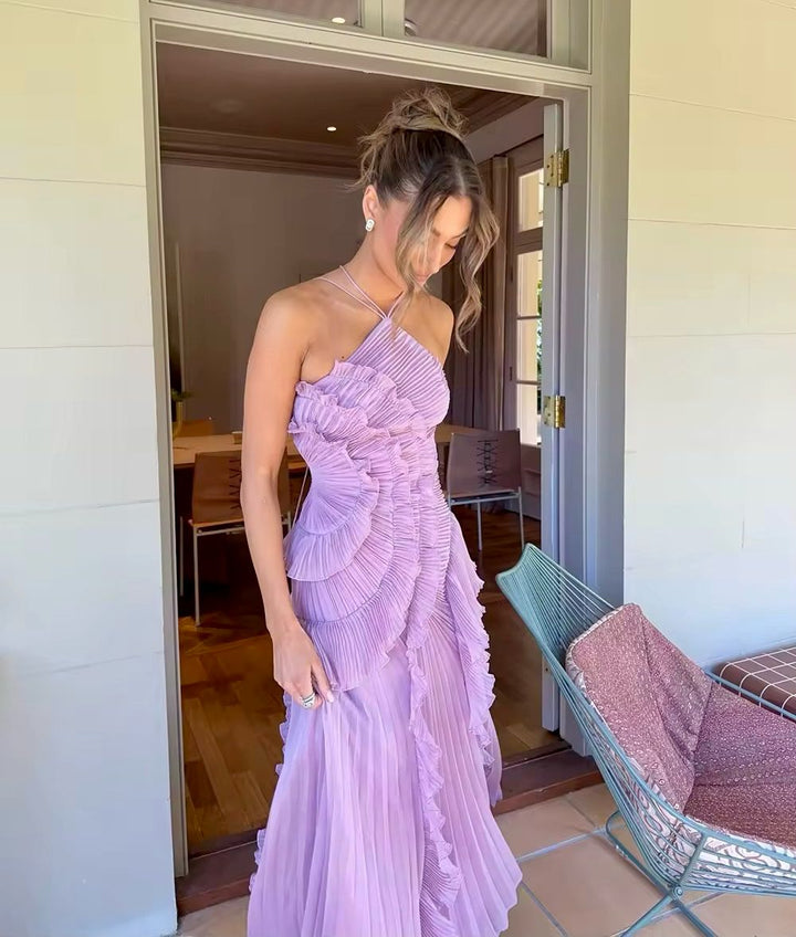 Celestine Whispering Lilac Halter Gown Lightweight Formal Dress for Summer