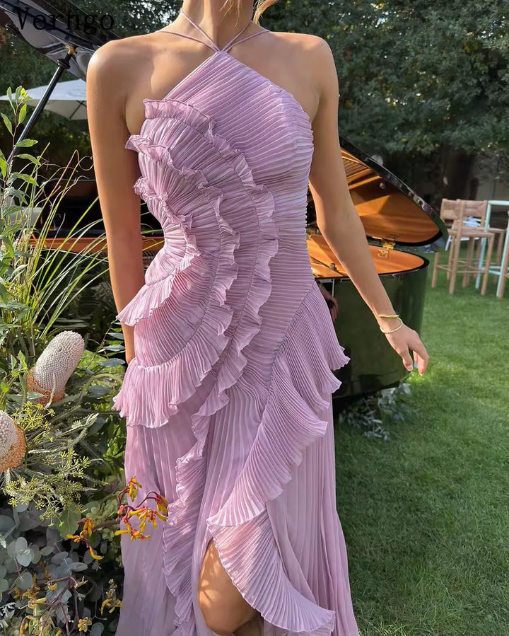 Celestine Whispering Lilac Halter Gown Lightweight Formal Dress for Summer