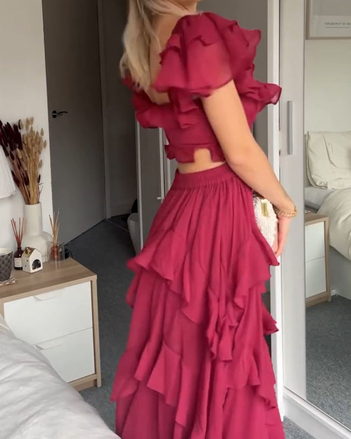 Elisa Ruffle Dress Summer and Autumn Fashion Light Elegant Dress