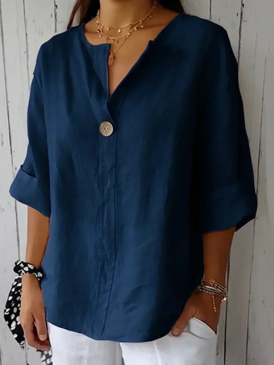 Angela Casual V-Neck Blouse Comfortable Everyday Style for Autumn