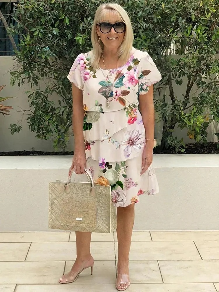 Emilia Floral Ruffle Tiered Dress Elegant Design for Autumn