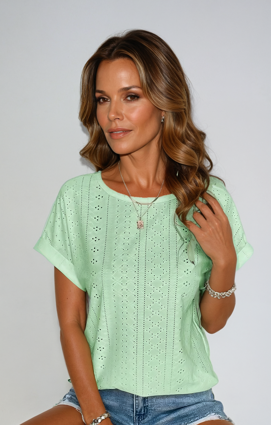 Becky Casual Eyelet Top for Summer – Lightweight Feminine Blouse