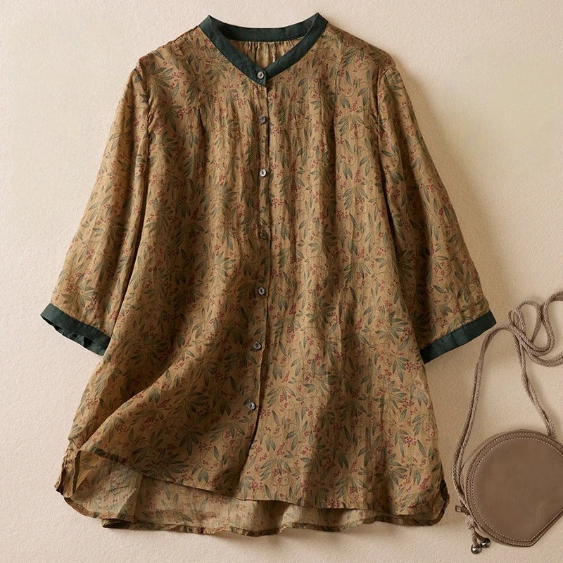 Dana Featherlight Gossamer Linen Blouse for Summer and Autumn