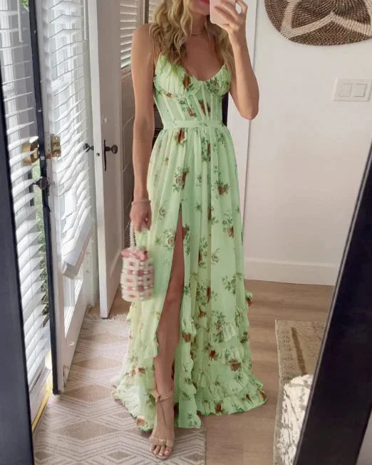 Anabella Elegant Sleeveless Printed Dress for Summer Comfort and Style
