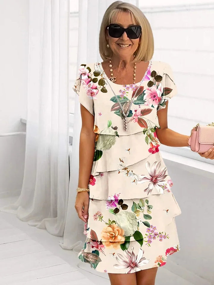 Emilia Floral Ruffle Tiered Dress Elegant Design for Autumn